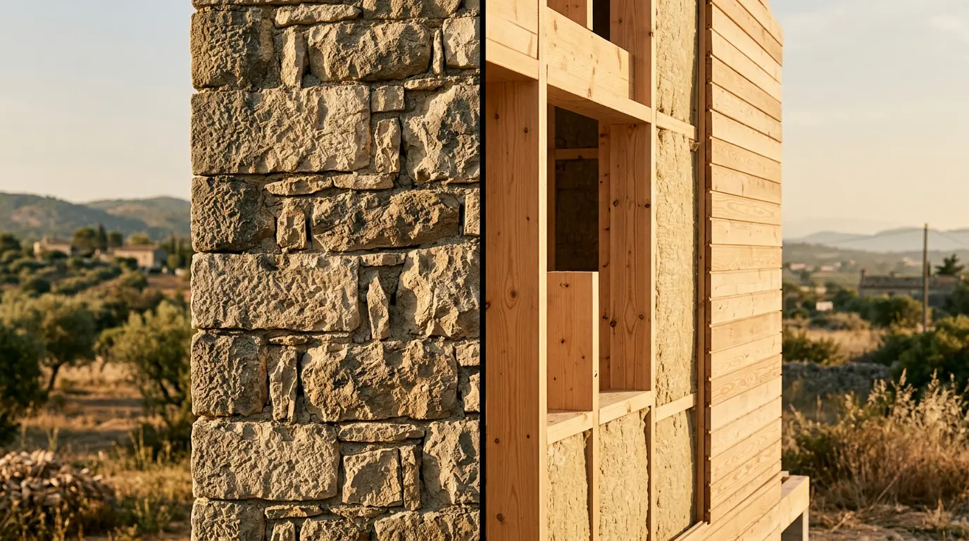 Comparaison thermique entre une maison en pierre et une maison à ossature bois en période estivale