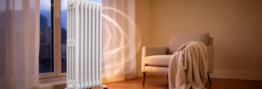 Radiateur à bain d'huile diffusant une chaleur douce dans une pièce confortable