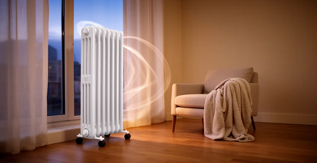 Radiateur à bain d'huile diffusant une chaleur douce dans une pièce confortable