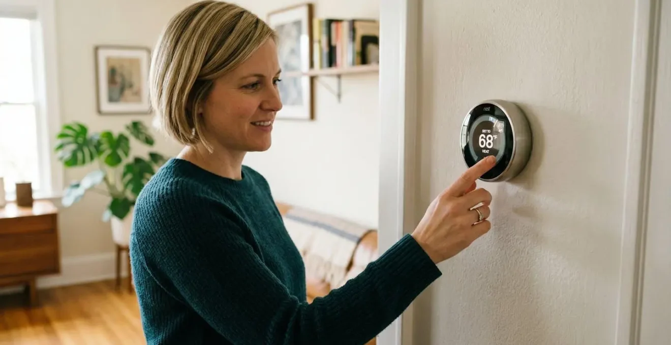 Main ajustant la température sur un thermostat programmable moderne pour un confort optimal